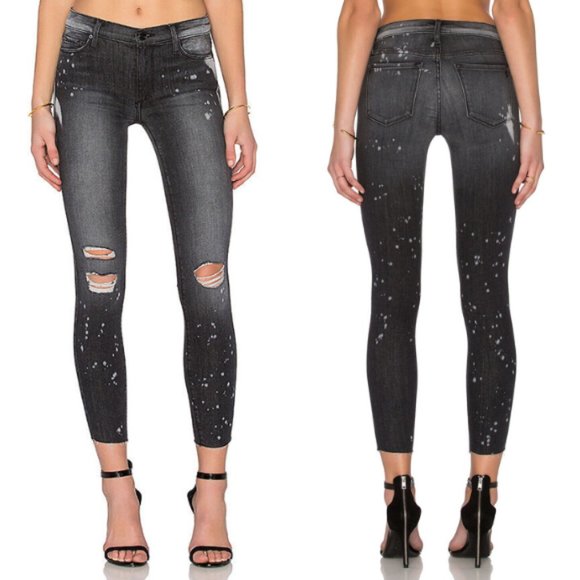 Black Orchid Denim - Black Orchid Noah Paint Splatter Ankle Fray Skinny Jean Galaxian